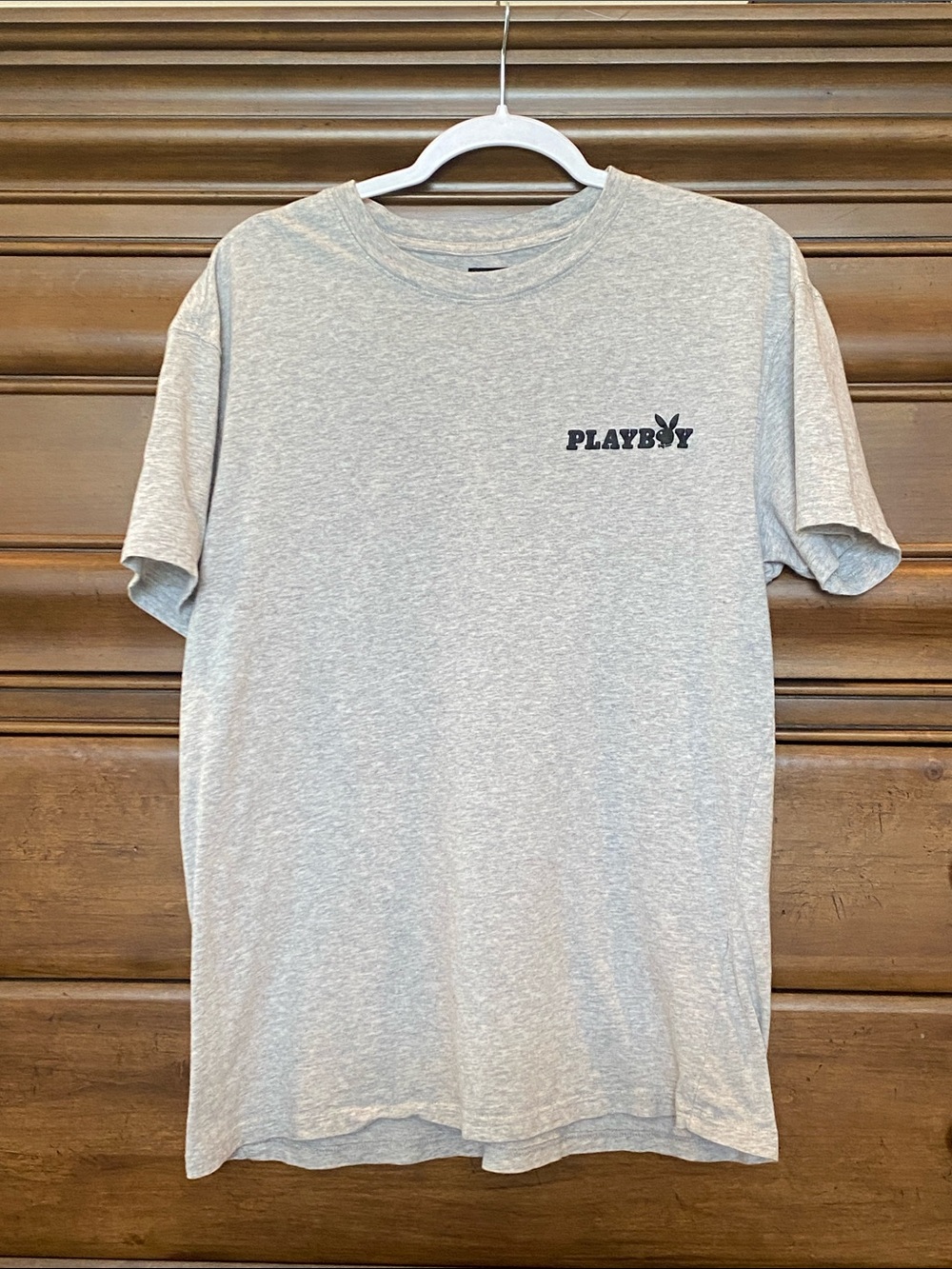 PLAYBOY Light Gray Short Sleeve Tee with Logo Size Large